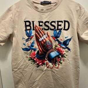 Streetz Iz Watchin Blessed Graphic T-Shirt Embroidered Logo Size Small